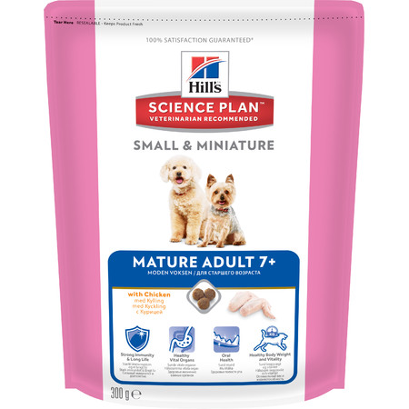 31433c000 Hill's Science Plan Small & Miniature сухой корм для собак мелких и миниатюрных пород старше 7 лет с курицей - 300 г