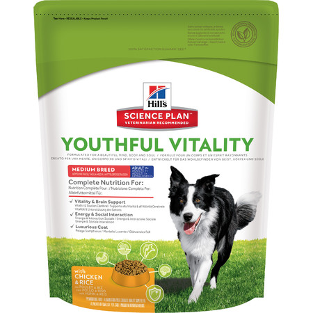 Hill's Science Plan Youthful Vitality сухой корм для собак средних пород старше 7 лет для борьбы с возрастными изменениями с курицей и рисом - 750 г