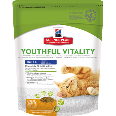 31448c000 Hill's Science Plan Youthful Vitality сухой корм для кошек старше 7 лет для борьбы с возрастными изменениями с курицей и рисом - 250 г