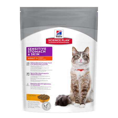 31461c000 Hill's Science Plan Sensitive Stomach & Skin сухой корм для кошек для здоровья кожи и пищеварения - 400 г