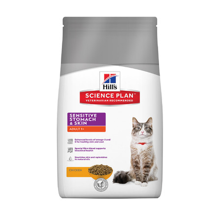 31462c000 Hill's Science Plan Sensitive Stomach & Skin сухой корм для кошек для здоровья кожи и пищеварения - 1