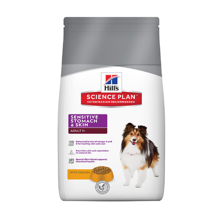 31463c000 Hill's Science Plan Sensitive Stomach & Skin сухой корм для собак для здоровья кожи и пищеварения - 12 кг