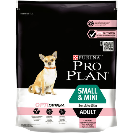 Purina Pro Plan сухой корм для взрослых собак мелких и карликовых пород с чувствительной кожей с лососем и рисом - 700 г