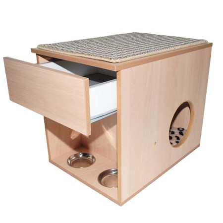 31528c000 Homecat Многофункциональный комплекс для кошки с двумя мисками и выдвижным ящиком 50х60х43 см