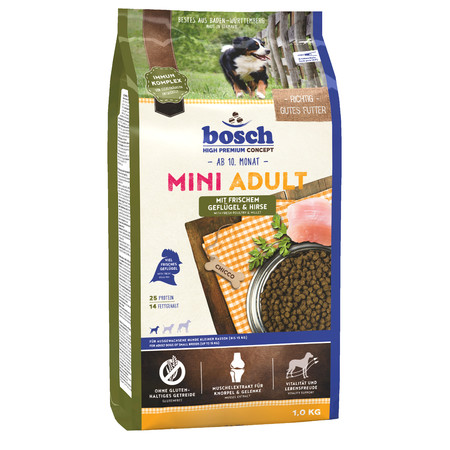 31818c000 Сухой корм Bosch Mini Adult для взрослых собак мелких пород на основе мяса птицы и просо - 1 кг