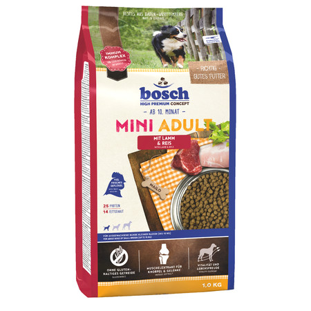 31819c000 Сухой корм Bosch Mini Adult Lamb & Rice для взрослых собак маленьких пород с ягненком и рисом - 1 кг