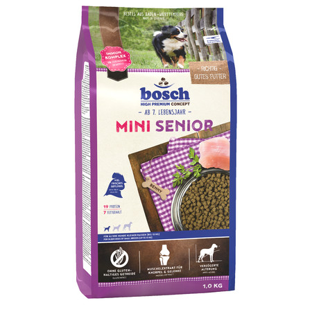 31822c000 Сухой корм Bosch Mini Senior для пожилых собак мелких пород с мясом домашней птицы - 1 кг