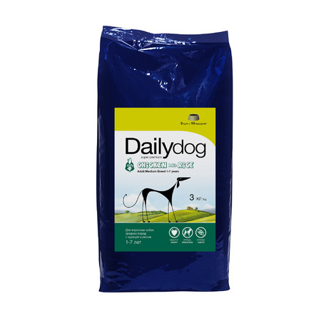 Сухой корм Dailydog Adult Medium Breed для взрослых собак средних пород с курицей и рисом - 3 кг