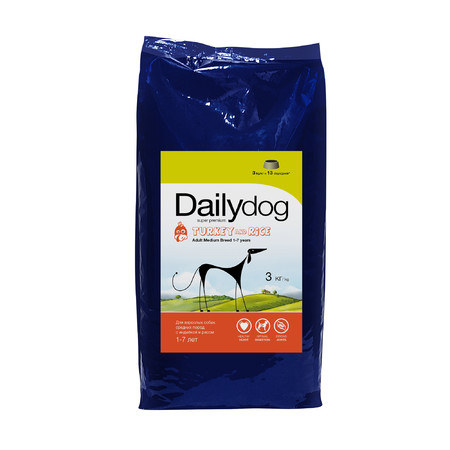 31838c000 Сухой корм Dailydog Adult Medium Breed для взрослых собак средних пород с индейкой и рисом - 3 кг