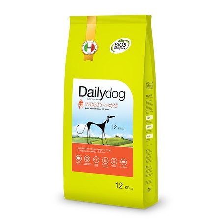 31839c000 Сухой корм Dailydog Adult Medium Breed для взрослых собак средних пород с индейкой и рисом - 12 кг