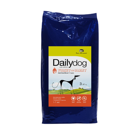 Сухой корм Dailydog Adult Small Breed для взрослых собак мелких пород с индейкой и ячменем - 3 кг