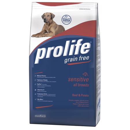 Prolife Dog Adult Grain Free беззерновой сухой корм для гиперчувствительных собак с говядиной и картофелем - 2 кг