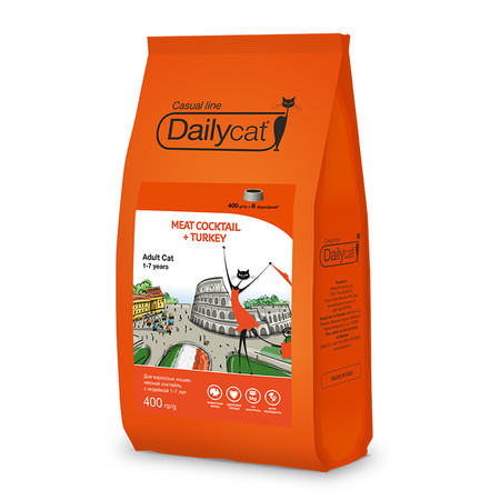 32098c000 Сухой корм Dailycat Casual Line Meat Cocktail with Turkey для кошек мясной коктейль с индейкой - 400 г