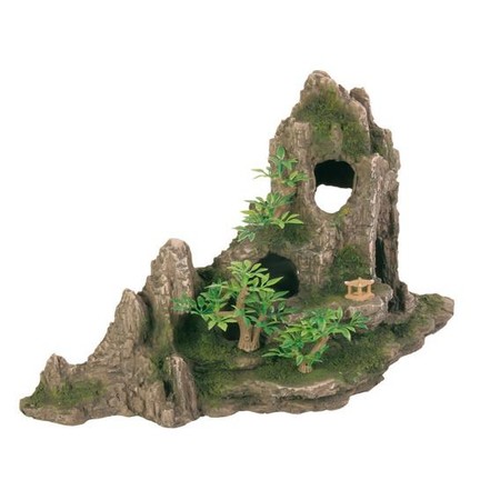 Грот Trixie для аквариума скалы с пещерой и растениями 27