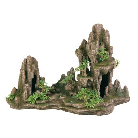 Грот Trixie для аквариума скалы с пещерой и растениями 45 см пластиковый