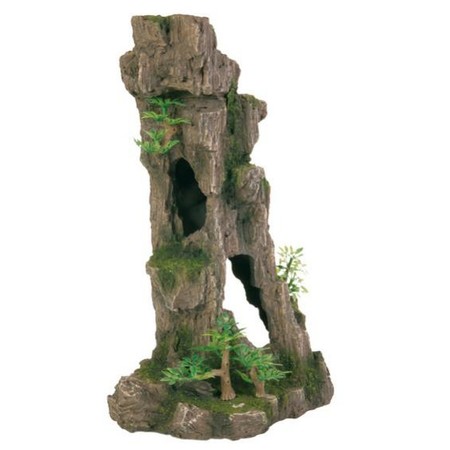 Грот Trixie для аквариума скала с пещерой и растениями 17 см пластиковый