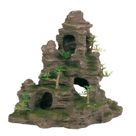 Грот Trixie для аквариума скалы с пещерой и растениями 31