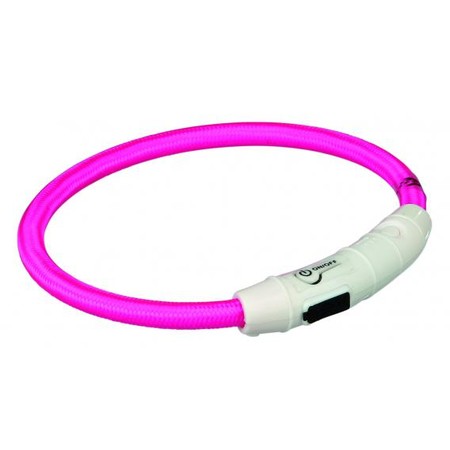Кольцо Trixie для собак мигающее нейлоновое с USB L–XL 65 см/ф7 мм розовое