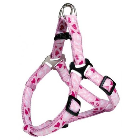 Шлейка Trixie Easy для собак 25-35 см/10 мм нейлоновая розовая с сердцами