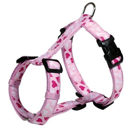 Шлейка Trixie для собак 40-65 см/20 мм нейлоновая розовая с сердцами