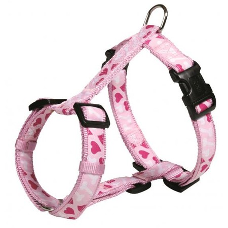 Шлейка Trixie для собак M–L 50–75 см/25 мм розовая с сердцами