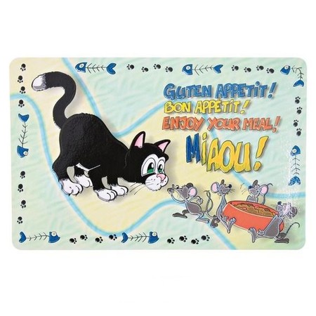 Коврик под миску Trixie для кошек 44х28 см с кошкой