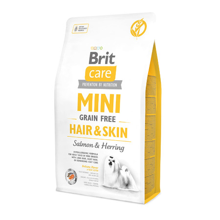 Сухой беззерновой корм Brit Care для взрослых собак мелких пород для здоровья кожи и шерсти - 2 кг