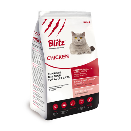33705c000 Сухой корм Blitz Adult Cats Chicken для взрослых кошек с курицей - 400 г
