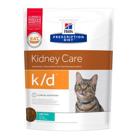 33814c000 Hill's Prescription Diet k/d Kidney Care сухой диетический корм для кошек для поддержания здоровья почек с тунцом - 400 г