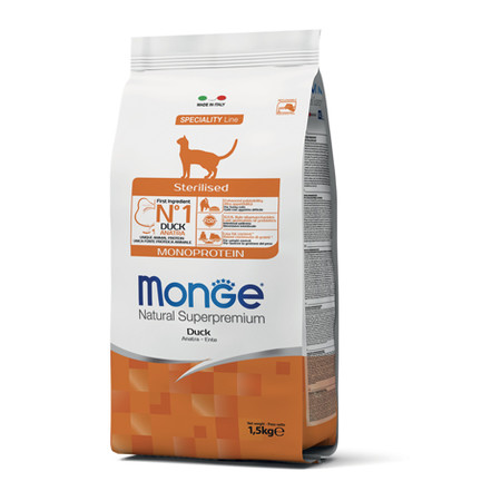 Сухой корм Monge Cat Sterilized для взрослых стерилизованных кошек с уткой - 1