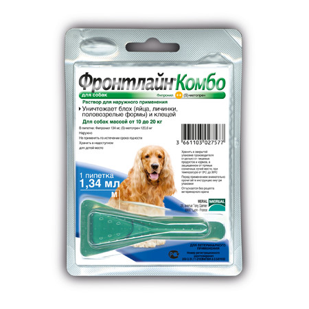 Капли Фронтлайн Комбо M для собак средних пород весом от 10 до 20 кг - 1 пипетка