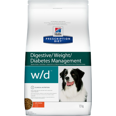 34036c000 Hill's Prescription Diet w/d Digestive/Weight Management сухой диетический корм для собак для поддержания оптимального веса при сахарном диабете с курицей