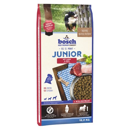 34102c000 Сухой корм Bosch Junior Lamb & Rice для щенков всех пород с чувствительным пищеварением с ягнёнком и рисом