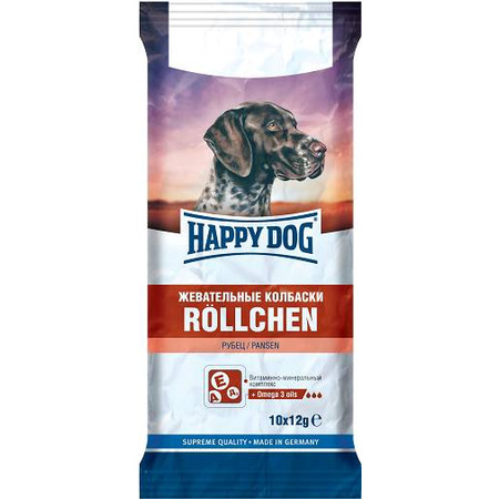 Лакомство Happy Dog Жевательные колбаски с рубцом для взрослых собак всех пород - 120 г