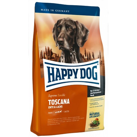 Сухой корм Happy Dog Adult Supreme Sensible Toscana для взрослых собак c чувствительным пищеварением с уткой и лососем - 4 кг
