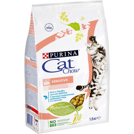 Purina Cat Chow Adult Sensitive для кошек для пищеварения с лососем и домашней птицей - 1