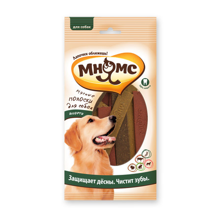34646c000 Мнямс лакомство Мясные полоски ассорти для собак - 10 г х 12 шт