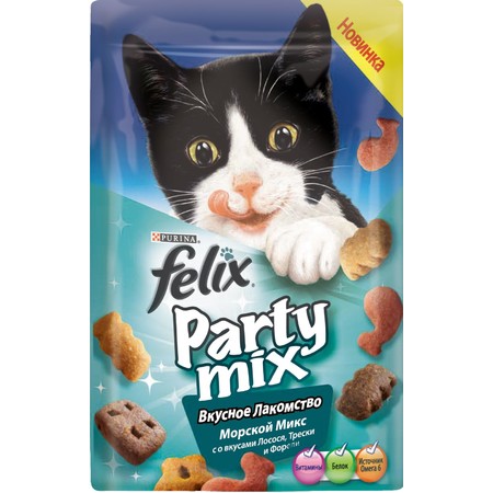 FELIX Party Mix лакомство для кошек морской микс лосось
