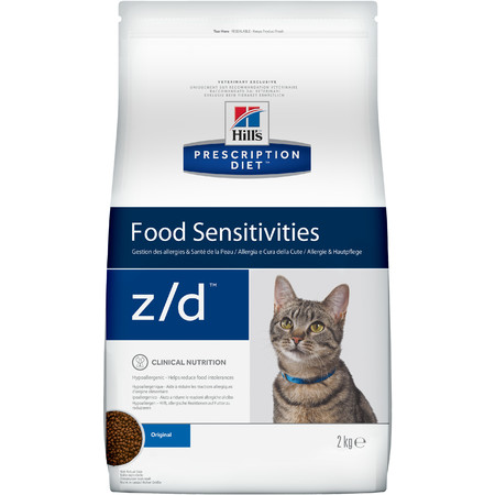 34873c000 Hill's Prescription Diet z/d Food Sensitivities сухой диетический корм для кошек для поддержания здоровья кожи и при пищевой аллергии - 2 кг