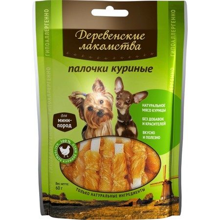 34924c000 ДЕРЕВЕНСКИЕ ЛАКОМСТВА для мини-пород Палочки куриные 55 гр