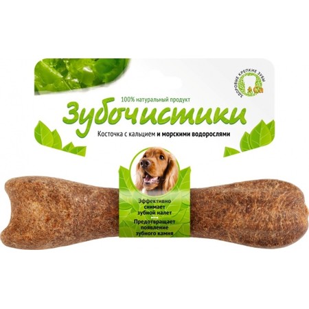 ДЕРЕВЕНСКИЕ ЛАКОМСТВА ЗУБОЧИСТИКИ Косточка жевательная для собак средних пород 10-25 кг Морские водоросли 1шт 95г