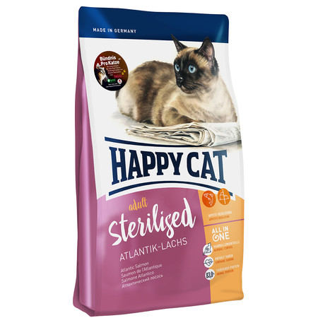 35098c000 Сухой корм Happy Cat Adult Sterilised Atlantik Lachs для стерилизованных кошек с лососем - 4 кг