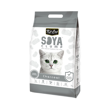 35163c000 Kit Cat SoyaClump Soybean Litter Charcoal соевый биоразлагаемый комкующийся наполнитель с активированным углем - 7 л