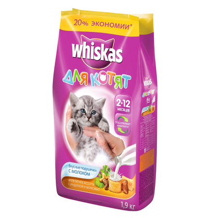 35660c000 Whiskas сухой корм в форме вкусных подушечек с молоком