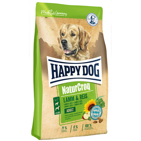 35717c000 Сухой корм Happy Dog Premium NaturCroq Lamm & Reis для взрослых собак всех пород с ягненком и рисом - 15 кг