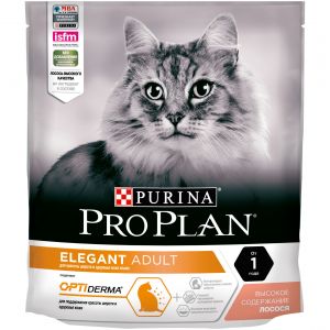 Сухой корм Pro Plan Cat Adult Elegant для взрослых кошек для кожи и шерсти с лососем - 400 г