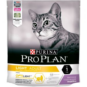 35777c000 Сухой низкокаллорийный корм Pro Plan Cat Adult Light для взрослых кошек с избыточным весом и склонностью к полноте с индейкой - 400 г