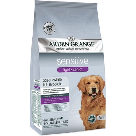 35825c000 Сухой беззерновой корм Arden Grange GF Sensitive для пожилых собак с деликатным желудком и чувствительной кожей с белой рыбой и картофелем - 2 кг
