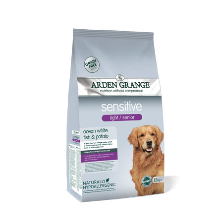 Сухой беззерновой корм Arden Grange GF Sensitive для пожилых собак с деликатным желудком и чувствительной кожей с белой рыбой и картофелем
