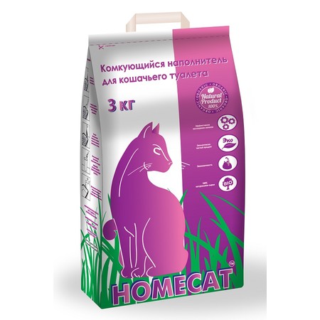 36037c000 Homecat глиняный комкующийся наполнитель - 3 кг